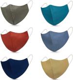 MEELANA Multicolor Cotton Fashion Flowers and Plain Soft Washable and Reusable Cloth Face Masks (12 x 12 x 10 cm) (pack of 6)