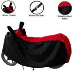 Kappihun-CFMoto 250SR BS6- Water Resistant | Dustproof | UV Protection Motorcycle / Bike Body Cover With Mirror Pockets & Lock Belt (Strip Red)