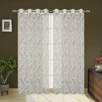 Skirmish Heavy Net Tissue White Floral Pattern Polyester Window Curtains 152 x 121 cm (Jhaad-Net-White-5ft-2)