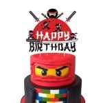 Zyozique Ninja Cake Topper Happy Birthday Cake Decoration Nijia Theme Boys Birthday Party Supplies
