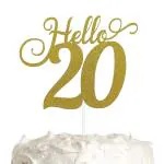 Festiko 20th Birthday, Anniversary Cake Topper, Hello 20 Cake Topper, Party Decoration With Premium Gold Glitter