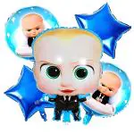 SPECIALYOU.IN Birthday decoration kit for Boss baby theme Foil balloon decoration kit for boys party decoration with Round Printed boss baby & Star Foil balloon, 1st birthday decoration pack of 5 Items