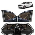 Kingsway Car Magnetic Sun Shades Curtains for Volkswagen Polo GT, Model Year : 2012 Onwards, Half Cut in Front Window with Rear Windshield, Color : Black, Cotton Mesh, Complete Set of 5 Piece