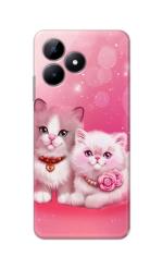 Tweakymod Printed Pink Cute Kitten Back Cover for REALME C51