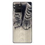 GADGETSWRAP Printed Vinyl Skin Sticker for Samsung Galaxy S10 Lite - Gray Kitten Legs