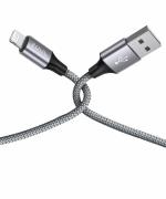 Zoul Nylon Braided USB to Lightning Fast Charging Data Sync Cable for iPhone 14, 13, 12, 11, X, 8, 7, 6, 5 Series, iPad Air, Mini, Pro (1M, Grey)