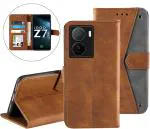Autofocus Faux Leather Back Case Flip Cover for iQOO Z7 5G with ID Card Slot | Foldable Stand | 2 Card Slot | 1 Cash Slot | Magnetic Closure - Executive Brown, 21935