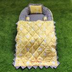 Motherhood Yellow Cotton Baby Nest Bed With 3 Pillows And 1 Large Blanket Bedding Set