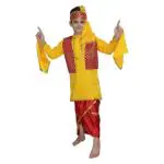 KAKU FANCY DRESSES Punjabi Folk Dance Costume for Kids Bhangda Gidda Dance Costume For Boys - Yellow & Red, 14-17 Years(Rubber)
