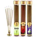 The Aroma Factory Air Freshener Agarbatti Combo - Rose, Mogra, Kweda Incense Sticks (Bottle Pack of 3 x 100)