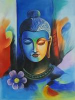 Hanish Arts & Crafts Handmade Buddha Canvas Painting 18 x 24 inch