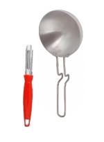 First Front Aluminium Tadka Pan With Stainless Steel Vegetable Peeler and (Multicolour, Pack of 2)