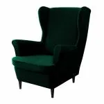 HOKIPO 210 GSM Premium Velvet Stretchable Wingback Chair Cover, Hunter Green (AR-4761-HGR)