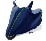 Mockhe Waterproof Bike Cover Compatible with Bajaj Pulsar 220, Coated, Mirror Pocket, Belt Buckle Blue