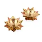 CraftVatika Gold Diya Lamp Lotus Shape 11.4 x 8.8 cm (Pack of 2)