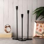 Voidrop Matte Black Candle Holders Set of 3 for Taper Candles, Decorative Candlestick Holder for Wedding, Dinning, Party, Fits 3/4 inch Thick Candle&Led Candles (Black)
