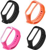 Microcart Silicone Black, Pink, Orange Smart Band Strap For Xiaomi Mi Band 4, Xiaomi Mi Band 103 (Pack Of 4)