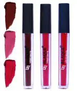bq BLAQUE Matte Liquid Lipstick Combo of 3 Lip Color # 106-108-109 (Chocolate Mood, Fuschia Pink, Dark Pinkish Red, 12 ml)