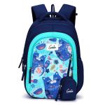 Genie Kitty Kids Backpacks, 15 Inches, Cute, Colourful Bags For Girls, Water Resistant And Lightweight 3 Compartment With Happy Pouch, Navy