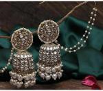 Gyaan Jewels Handmade Glod Plated Chandbali Earring White for (Women and Girls)