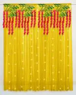 SPECIALYOU.IN Haldi Decoration Items for Marriage | Yellow Curtains with led Light (40 ft) | Pink Artificial Wisteria Flowers for Decorations | Backdrop Cloth for Decoration- 13 pcs