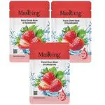Masking Beauty Skin Glowing, Calming, Fairness, Natural Serum Facial Sheet Mask (Strawberry) Suitable for Women & Men Lyocell Mask Sheet Pack of 03