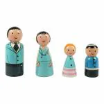 Channapatna Toys Peg Dolls Wooden Doctors Family Pretend Play Figurines - Colorful Diverse Natural Toys | Organic Handmade Play Kit for Kids & Toddlers (2 Years+) - Pack of 4 pcs - Open Ended Toys