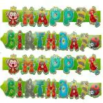 aizelx Jungle party birthday banner glitter decorated happy birthday banner safari forest party banner (5 feet length) Green colour Banner for Kids birthday Ist birthday Kids Pack of 2
