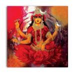 Tamatina Multicolor Unframed Maa Gayatri Classic Indian Miniature Art Canvas Painting - 24X24 Inch