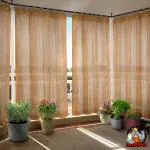 HIPPO - HDPE 85% Sun Blockage Outdoor Balcony Curtain Complete UV Protection Excellent Light Filtering Heat Protection Curtains With Loops Beige-Brown Color