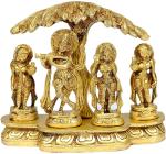 IDOL COLLECTIONS Golden Brass Krishna Gopies Idol (Pack Of 2) l GOD IDOLS