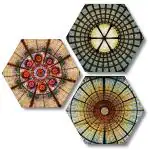 ARTUP Figurative Paris Las Vegas Set of 3 Hexagon Wall Decor, Self adheshive Painting, Digital Reprint, 21 Inch X 21 Inch