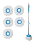 Vault Bharat Premium Quality Spin Mop Stick Rod| Standing Magic Pocha with Easy Grip Handle for Floor Cleaning Supplies Product for Home, Office With Extra 5 Refill (Warranty:1 Year)