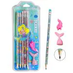 Festiko Set of 12 Pcs Ocean Princess Pencil Eraser Set A, Mermaid Theme Stationery Set, Birthday Return Gifts for Kids