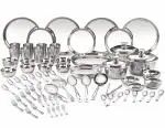 Neelam Stainless Steel 24 Gauge Premium Touch Eco Dinner Set, 101 pcs, Silver