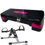 MAPACHE Peddler Mini Cycle with Aerobic stepper for home & gym exercise, size: 68cms Color (Shiny Pink)
