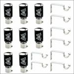 BUMBERELL Stainless Steel Curtain Brackets Parda Holder with Support 1 Inch Curtains Rod Pocket Butterfly Print Door and Window Curtain Holders and Rod Support Fittings ( Black 4 Pair)