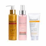 Maxisoft Sun Protection Set - Gentle Face Wash, Soothing Face Toner, and SPF 50 Sunscreen Lotion for Ultimate Sun Protection and Skin Care (Combo)