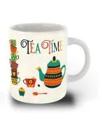 Whats Your Kick Tea Lover Theme Tea Time Printed White Ceramic Coffee Mug and Tea Mug 325 ML