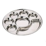 Expresso Heavy Duty Stainless Steel Round New Dinner Plate w/ 7 Sections Divided pack of 1