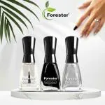 Forester Beauty Long Stay Nail Pent Pack of 3 ( EACH BOTTEL 12ML) WATER, BLACK, SILVER Black, Silver, Water (Pack of 3)