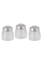 Homies Transparent Glass Spiral Mason Jar with Handle Lid, 900ml, Set of 3