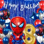 House of Banter Spiderman Theme Birthday Decorations for Boys, Kids Party, Girls - 8th Birthday Celebrations-Cartoon Birthday Decorations, Spiderman Birthday Party Supplies