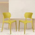 Rose Designer Chairs Evaa Yellow Cafe Plastic Chairs | Dining Chair | Restaurant Chair with Backrest