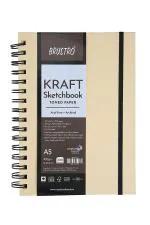 Brustro White Toned Paper - Kraft Sketchbook Wiro Bound Size A5 100GSM (100 Sheets) 200 Pages