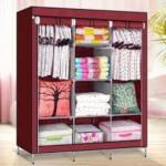 Zoshomi Red Plastic, Metal Portable Foldable Wardrobe Almirah With Pockets On Both-Side 10 X 10 X 10 Cm