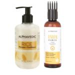 Alphavedic Rice Shampoo With Natural Conditioner And Onion Oil For Dandruff, Hair Fall Control And Growth