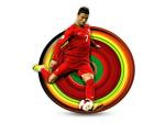 Divinedesigns Multicolor Vinyl Ronaldo Striking Ball Wall Sticker