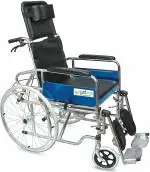 entros Premium Recliner Foldable Commode Wheelchair with Toilet Pot & Detachable Armrest & Footrest - KL608GC