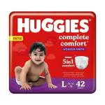 Huggies Complete Comfort Wonder Pants,Large (L) Size Baby Diaper Pants,(42 count)(9-14 Kg) with 5 in 1 Comfort